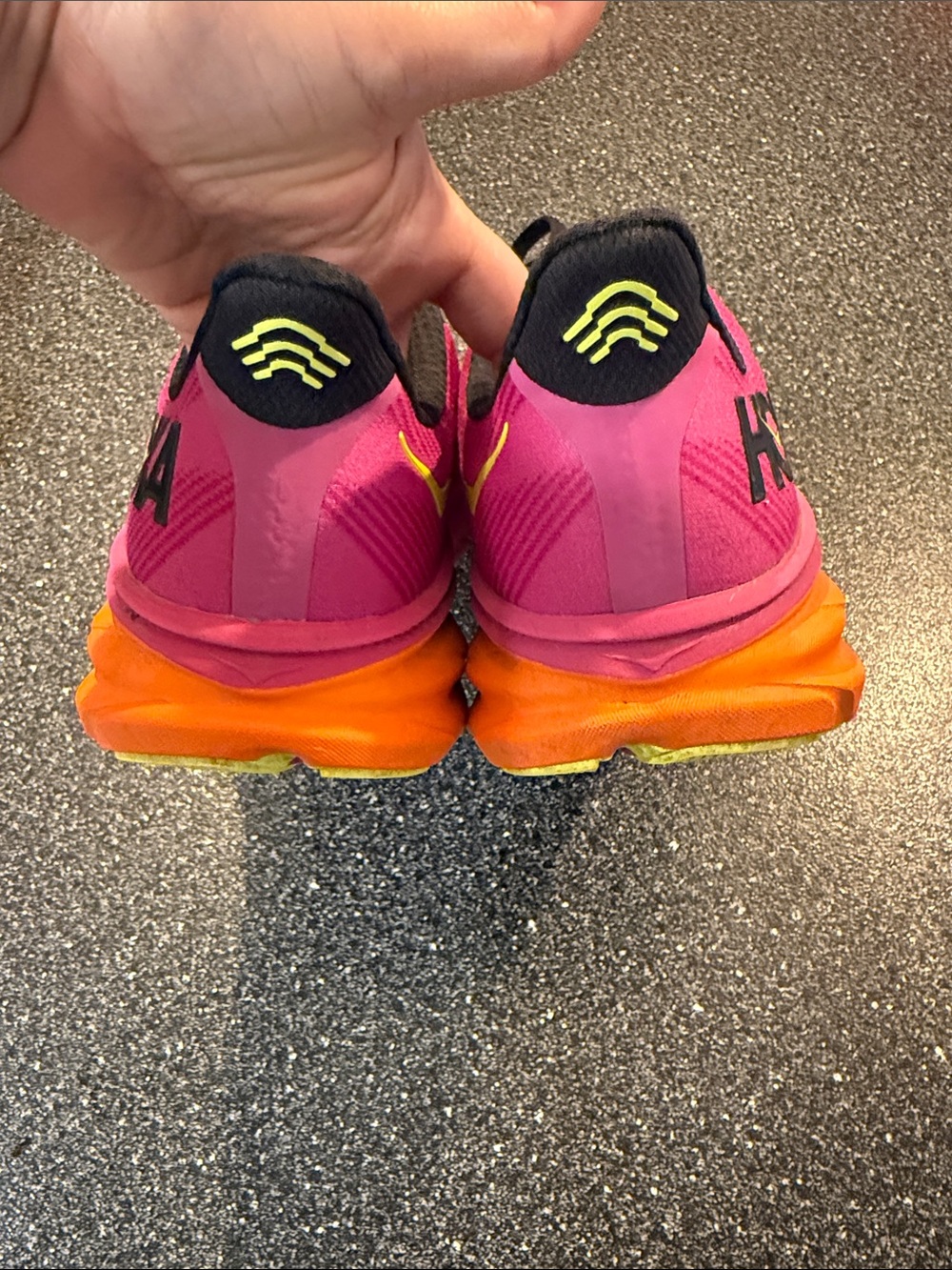 Hoka One One Clifton 9 Men’s Pink and Orange Athletic Running Shoes - size 10.5 - Picture 6 of 7